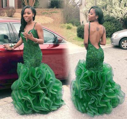 Sparkly Sleeveless Mermaid Prom Dress UK Organza Lace Appliques Sleeveless BK0