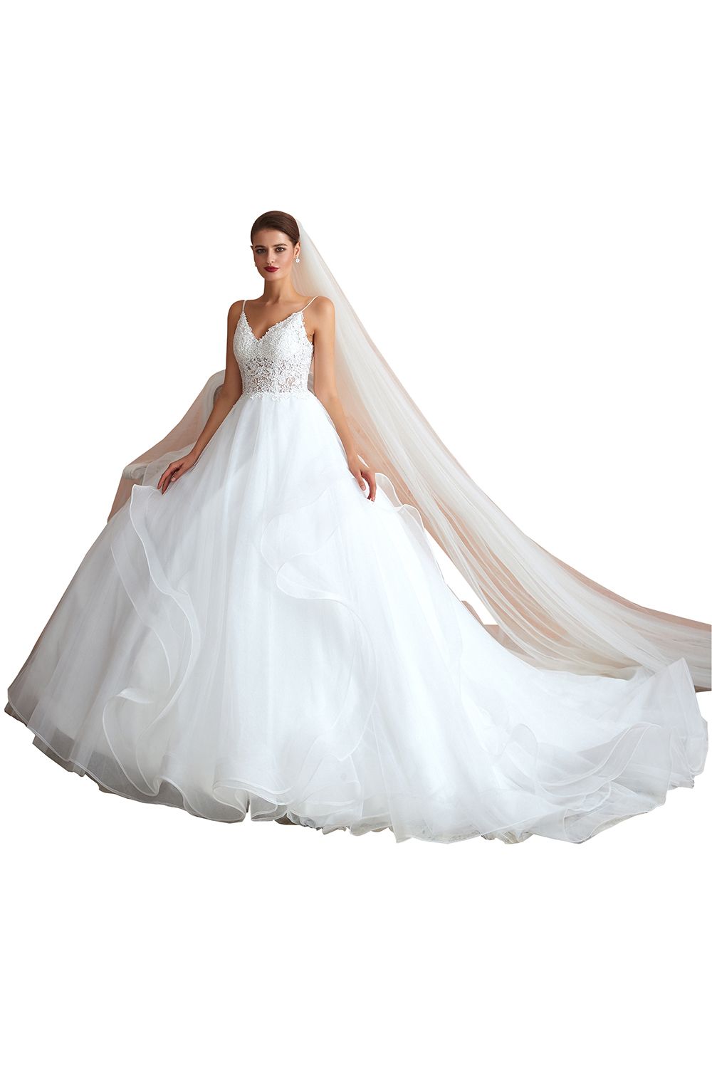 Spaghetti Strap See-through Lace up Bridal Gowns-27Dress.co.uk