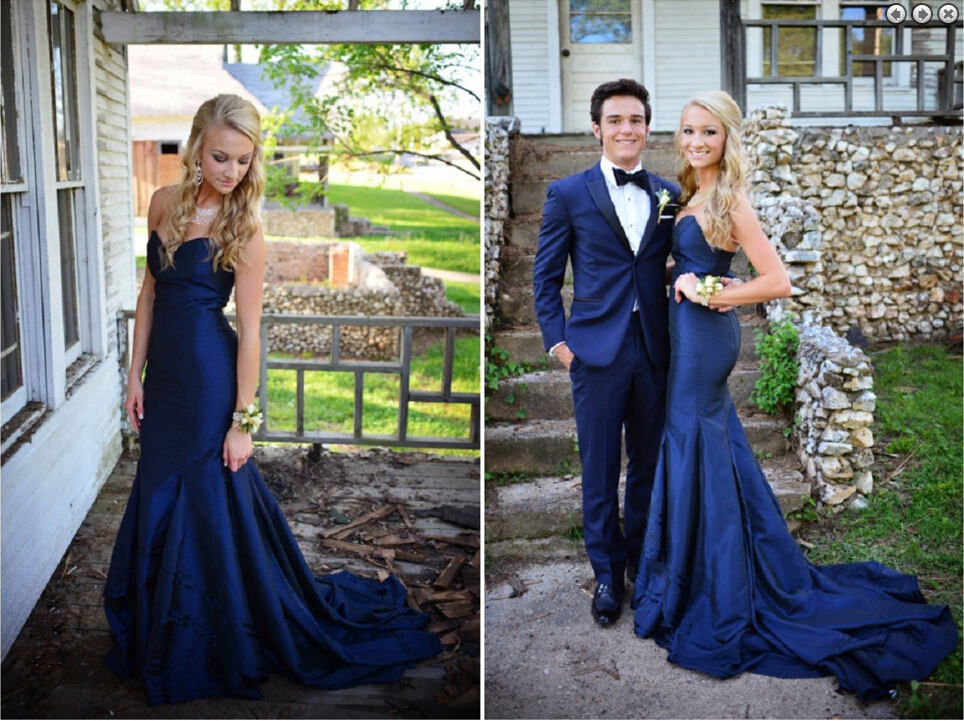 Luxury Sweetheart Navy Blue Evening Dress UKes UK Mermaid Sweep Train Prom Gowns