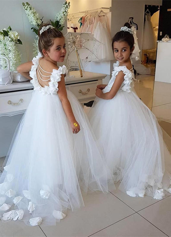 Lovely White Flower Girl Dress | 2019 Tulle Long Girls Pageant Dress
