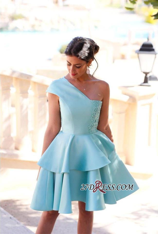 One-Shoulder Lace Shot Pretty Two-Layer Party Homecoming Dress UK