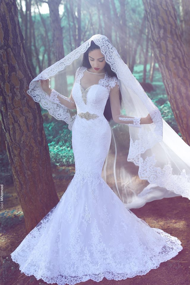 White Sexy Mermaid Tulle Appliques Wedding Dresses UK Long Sleeves Bridal Gowns with Beadss