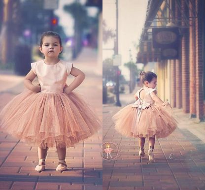Lovely Cap Sleeve Tulle Princess Flower Girl Dress Bowknot