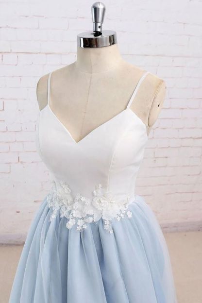 Sexy Spaghetti-Strap Lace Appliques Prom Dress UKes UK A-Line Sleeveless Evening Dress UKes UK