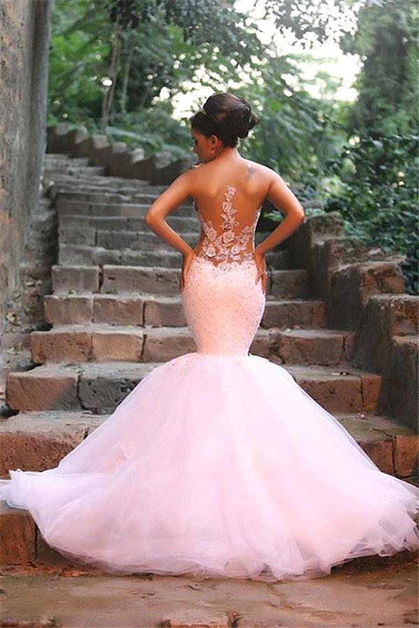 Fabulous Sweetheart Sexy Mermaid Wedding Dresses UK Beadss Tulle Lace Appliques