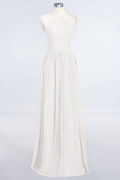 Sexy A-line Flowy Halter Sleeveless Floor-Length Bridesmaid Dress UK UK with Ruffles