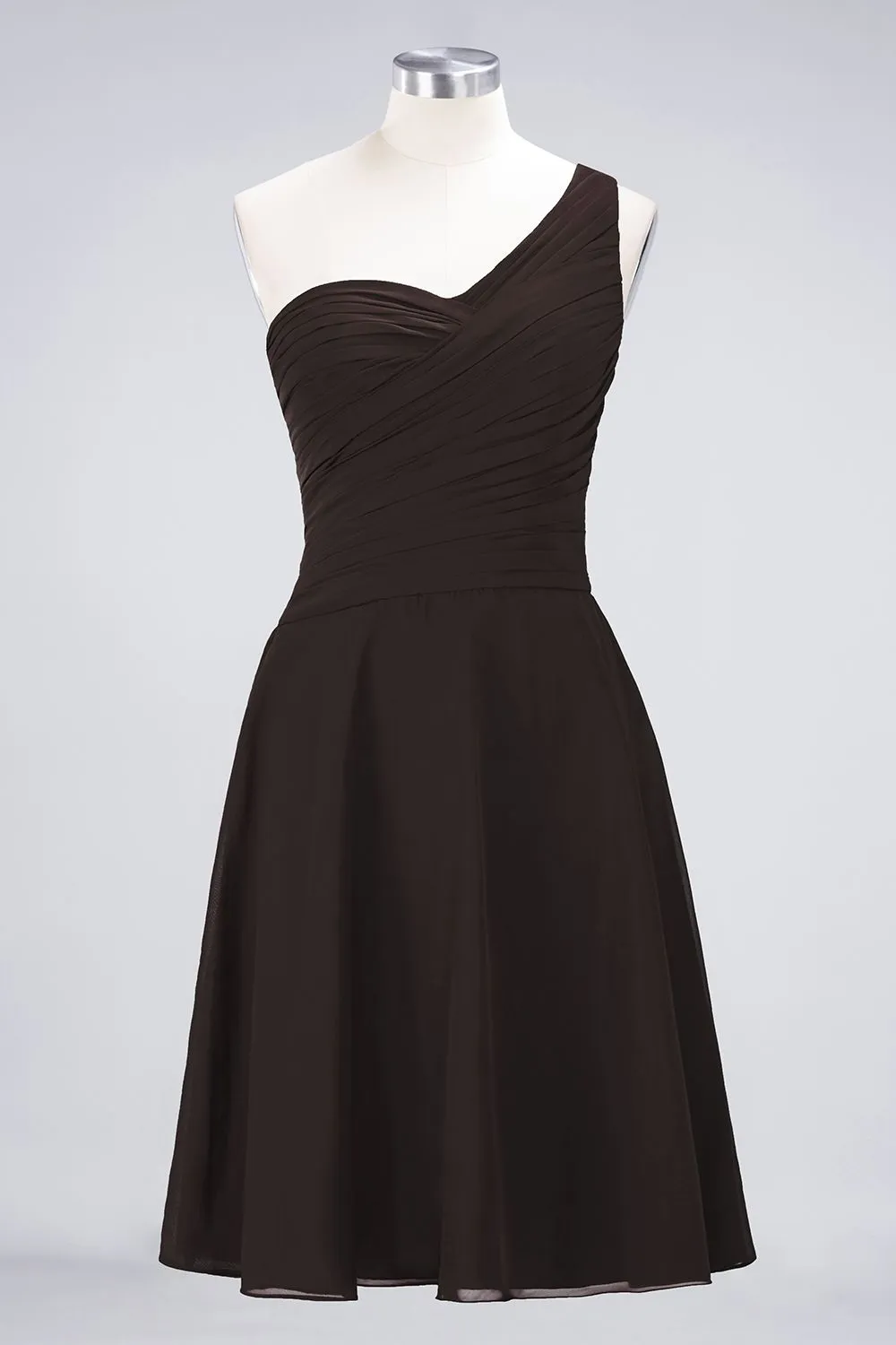 Sexy A-line Flowy One-Shoulder Sweetheart Sleeveless Short length Bridesmaid Dress UK UK with Ruffles