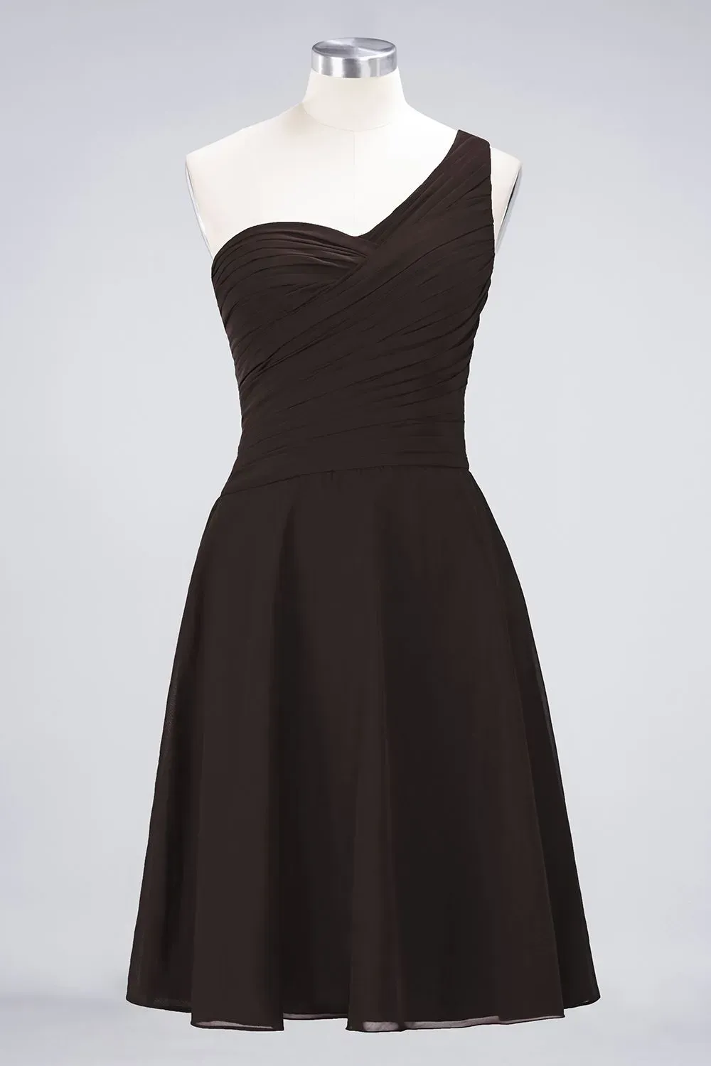 Sexy A-line Flowy One-Shoulder Sweetheart Sleeveless Short length Bridesmaid Dress UK UK with Ruffles