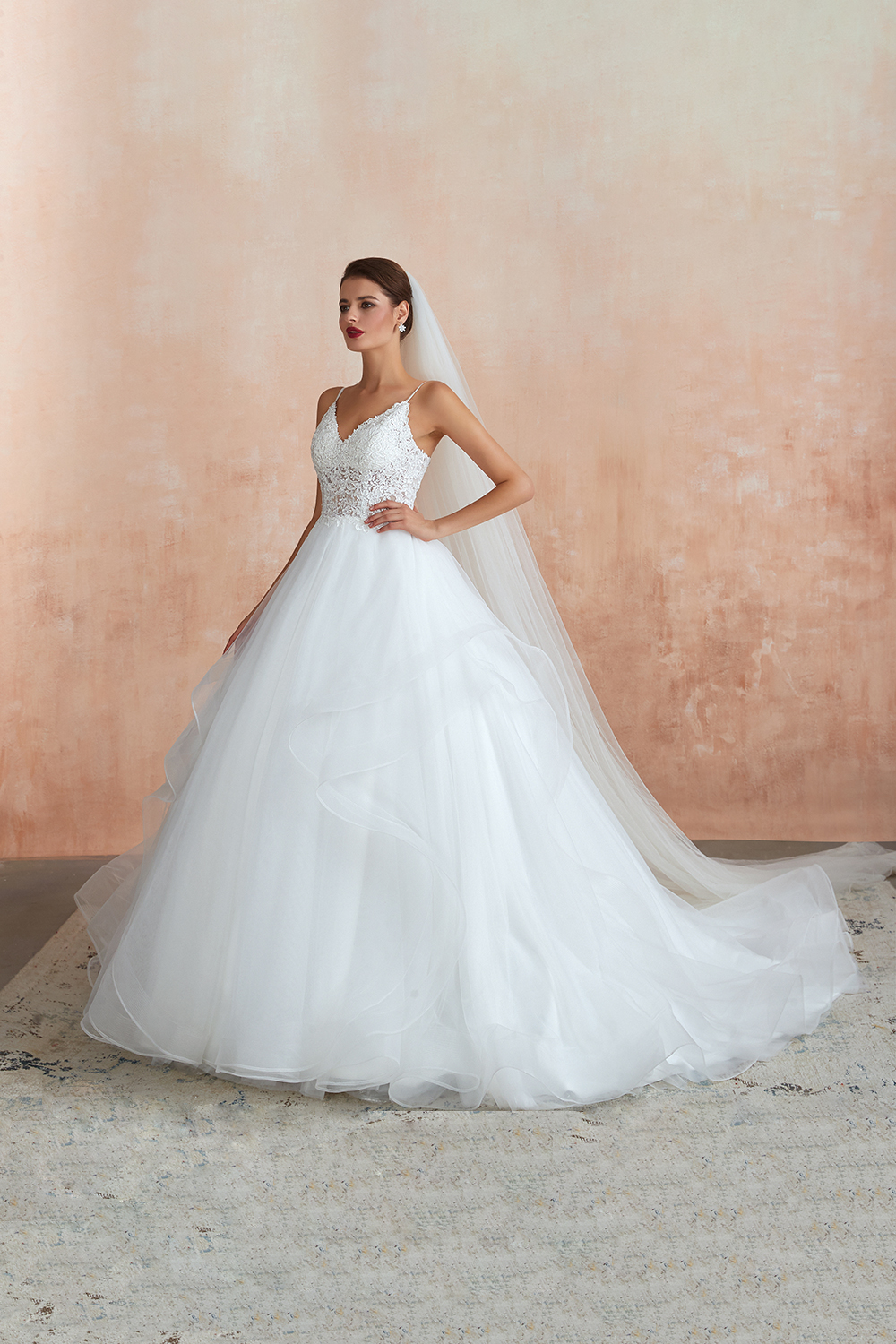 Spaghetti Strap See-through Lace up Bridal Gowns-27Dress.co.uk