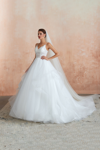 Spaghetti Strap See-through Lace up Bridal Gowns-27Dress.co.uk