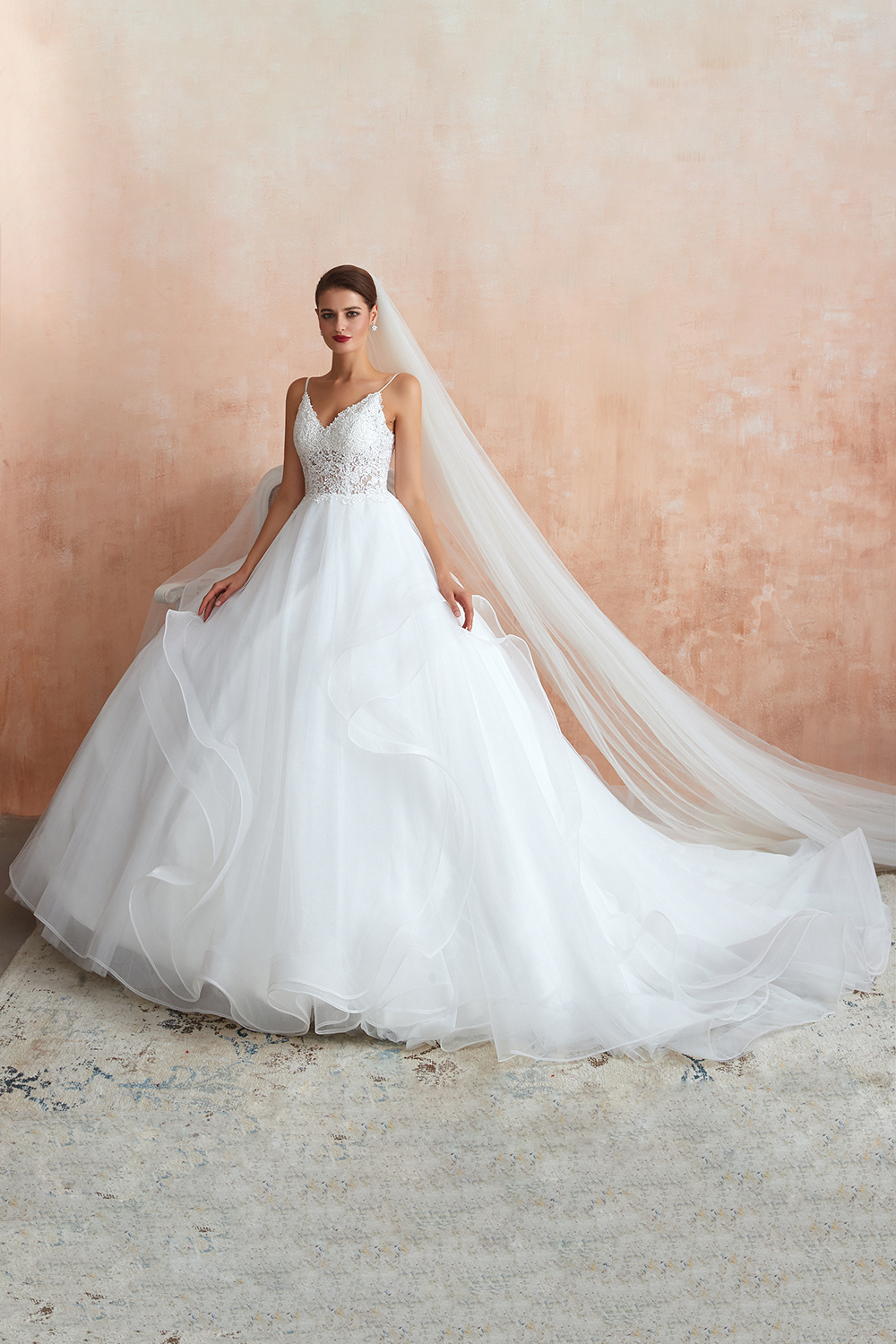 Spaghetti Strap See-through Lace up Bridal Gowns-27Dress.co.uk
