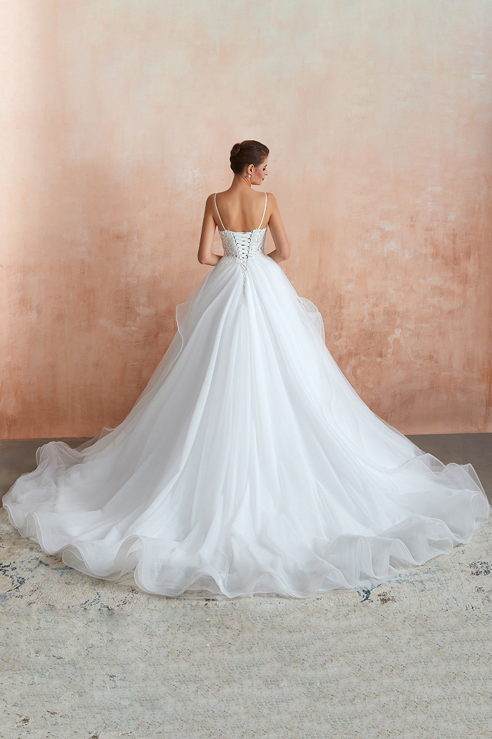 Spaghetti Strap See-through Lace up Bridal Gowns-27Dress.co.uk