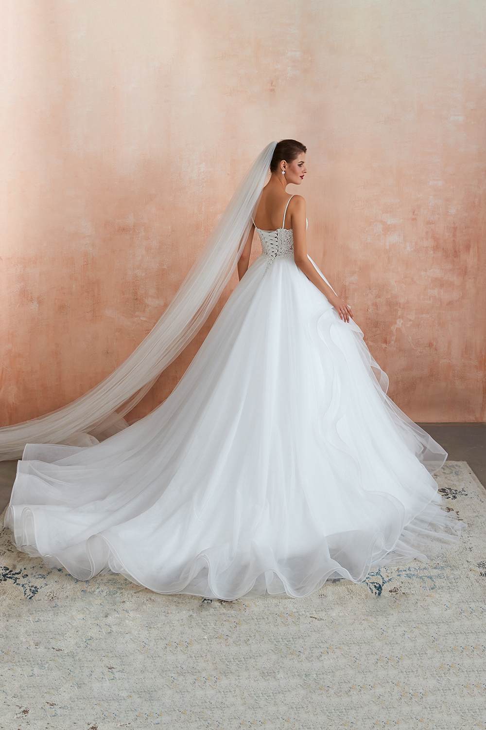 Spaghetti Strap See-through Lace up Bridal Gowns-27Dress.co.uk