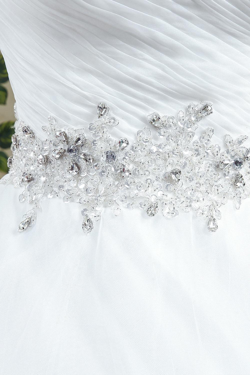 Chic White Sweetheart Beadss Wedding Dress Court Train Lace-up