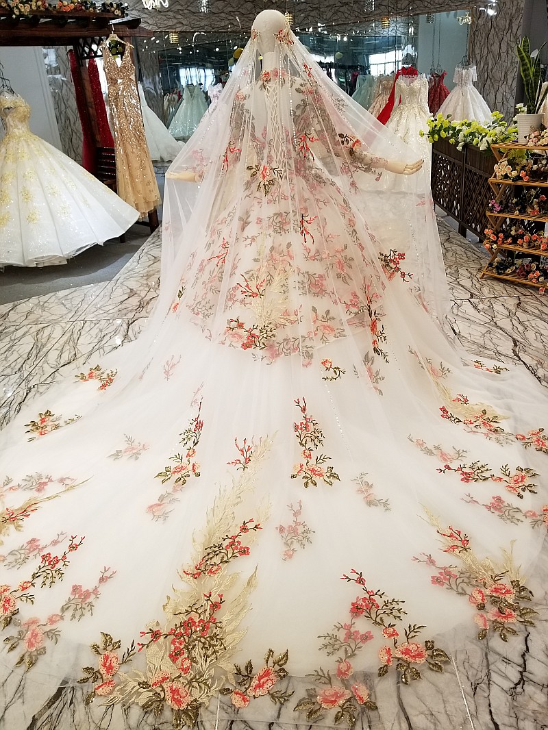 High Neck Chapel Train Applique Long Sleeves Ball Gown Prom Dress UK UK