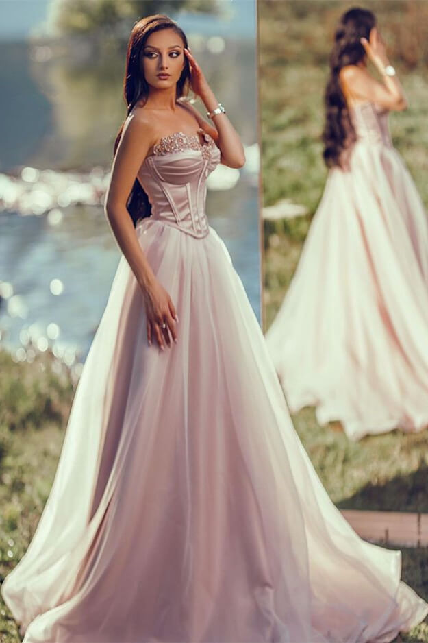 Glamorous Pink Tulle Strapless Sleeveless Mermaid Prom Dress with Beadings
