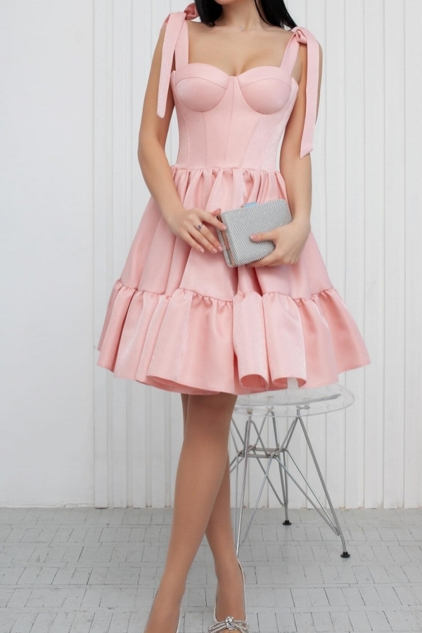 Sweetheart Pink Short Homecoming Dress Straps Knee Length Party Wear Dress