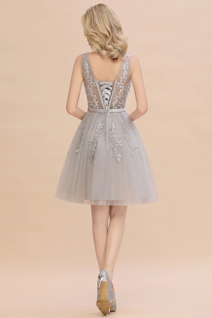 V-neck Lace Homecoming Dresses with Appliques | Short Party Dresses UK Online
