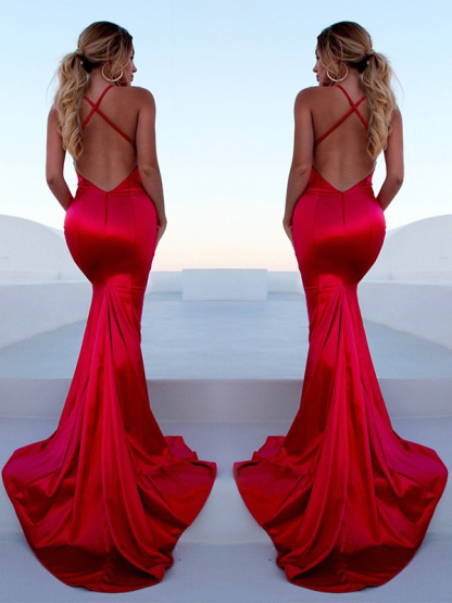 Sexy Red Halter Lace Up Prom Dress UKes UK Sleeveless Ruffles Mermaid Side Slit Elegant Evening Dress UKes UK