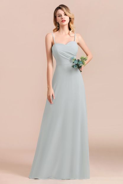 Chic Spaghetti Straps Sweetheart Silver Bridesmaid Dresses