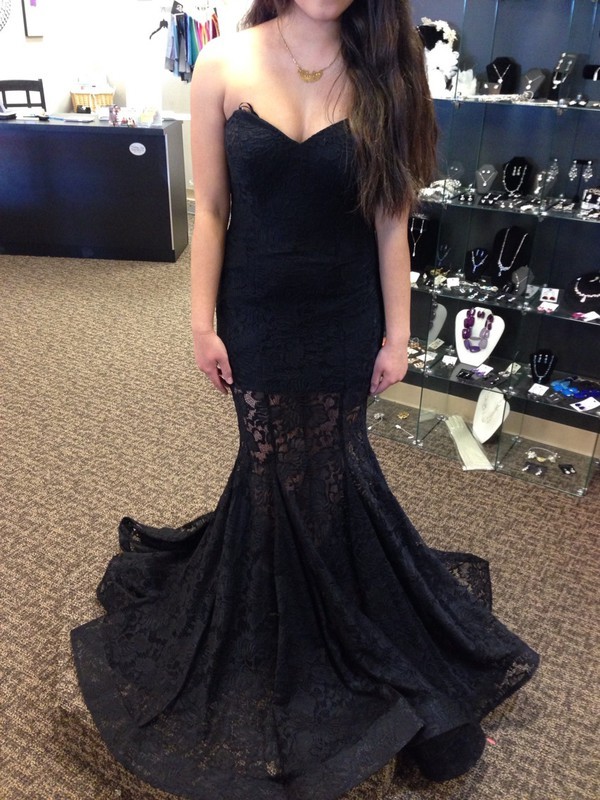 Elegant Black Lace Mermaid Prom Dress UK Sweetheart Sleeveless Sweep Train