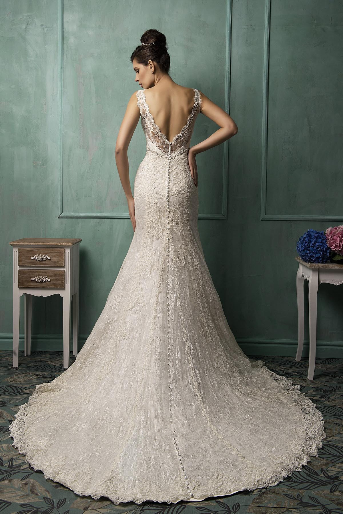 Illusion Sleeveless Sexy Mermaid Wedding Dress With Lace Zipper