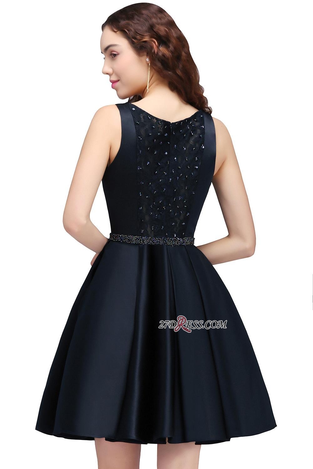Sexy A-line Sleeveless Beading Tiers Lace Homecoming Dress UKes UK