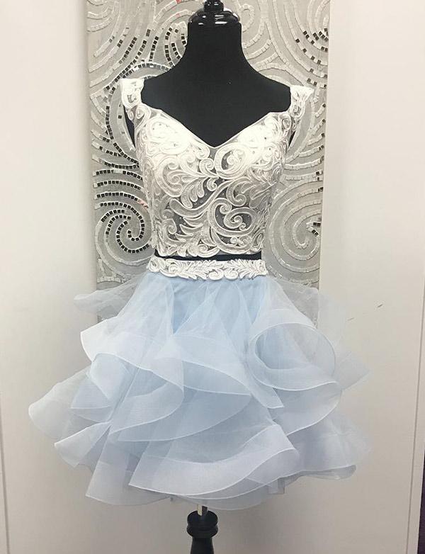 Crop top Sleeveless A-Line Appliques V-Neck Organza Short Prom Homecom –  27Dress.co.uk