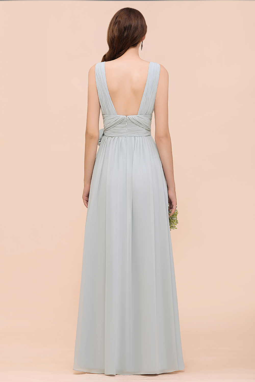 Gorgeous Sleeveless Mist Chiffon Bridesmaid Dresses V-Neck