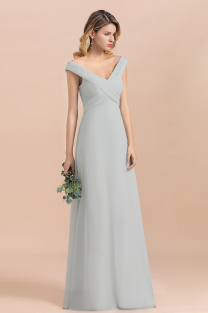 Off-the-Shoulder Mist Chiffon A-line Bridesmaid Dress