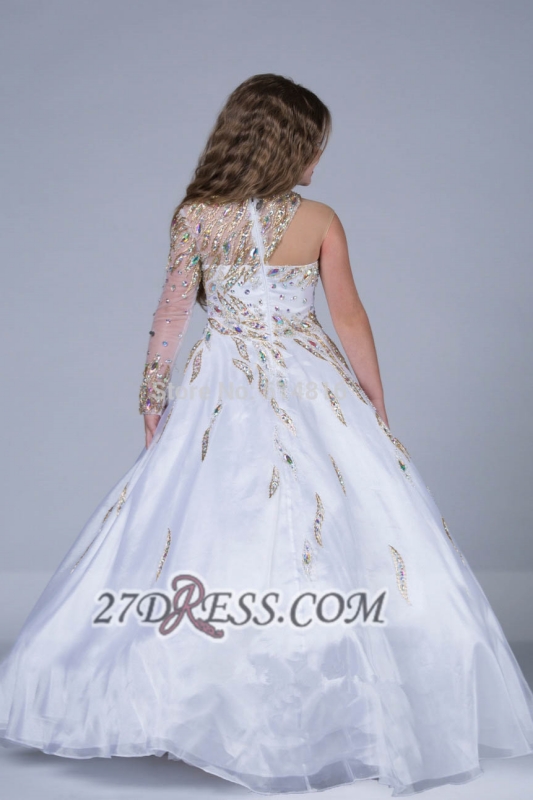 Glamorous Jewel Floor-length Girl Pageant Dress Ball Gown With Crystals