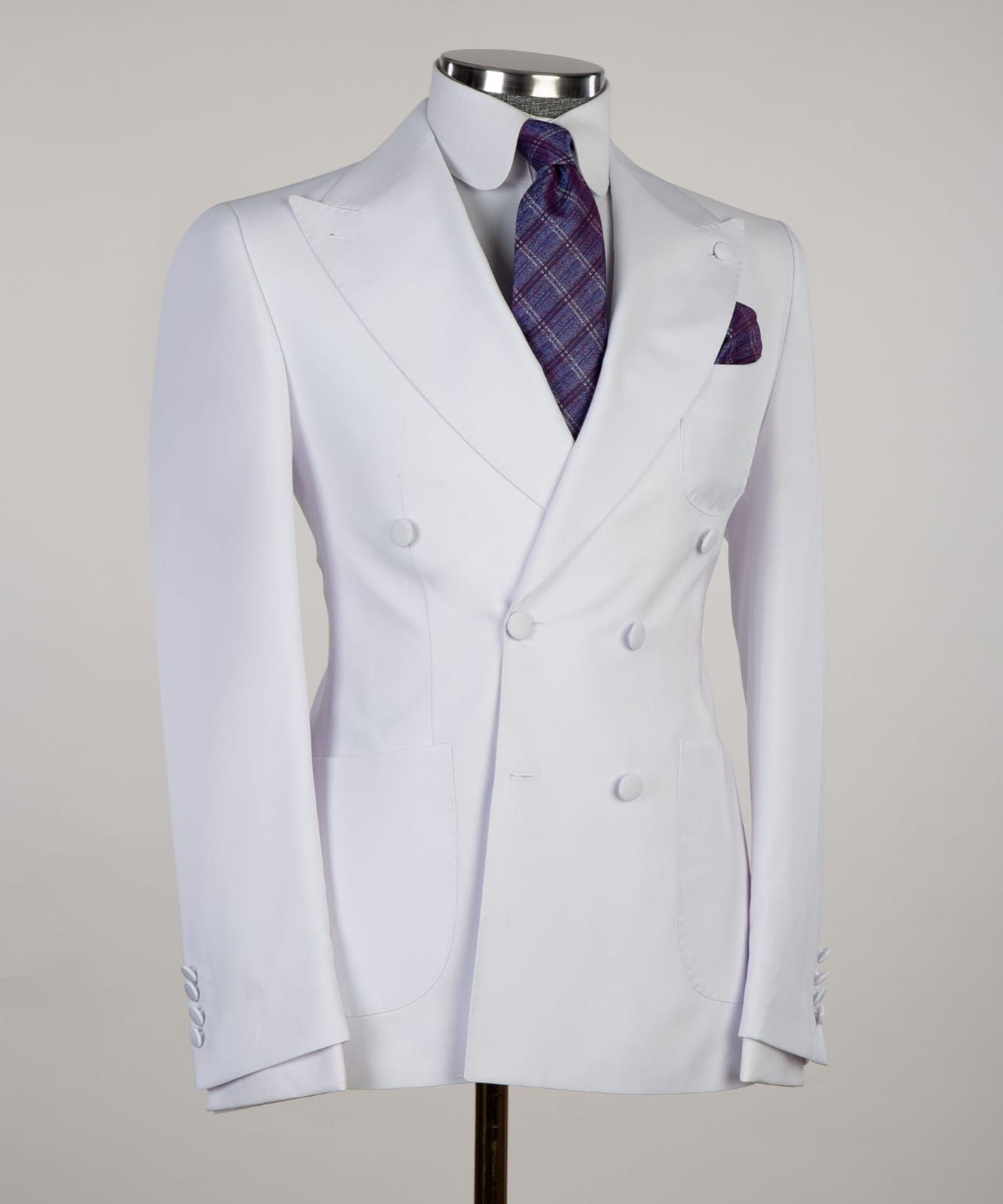 Ernest White Peaked Lapel Two Pieces Close Fitting Wedding Suits