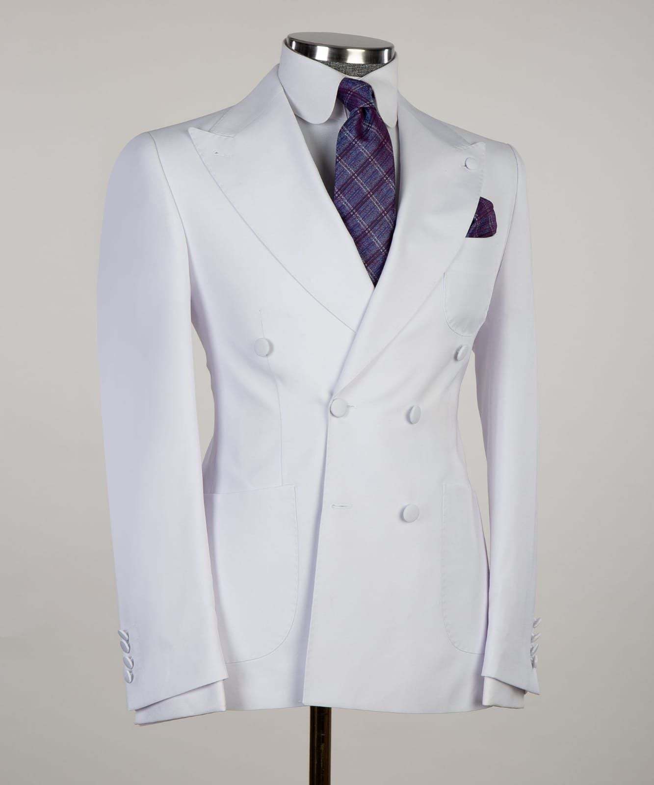 Ernest White Peaked Lapel Two Pieces Close Fitting Wedding Suits