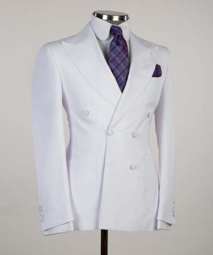 Ernest White Peaked Lapel Two Pieces Close Fitting Wedding Suits