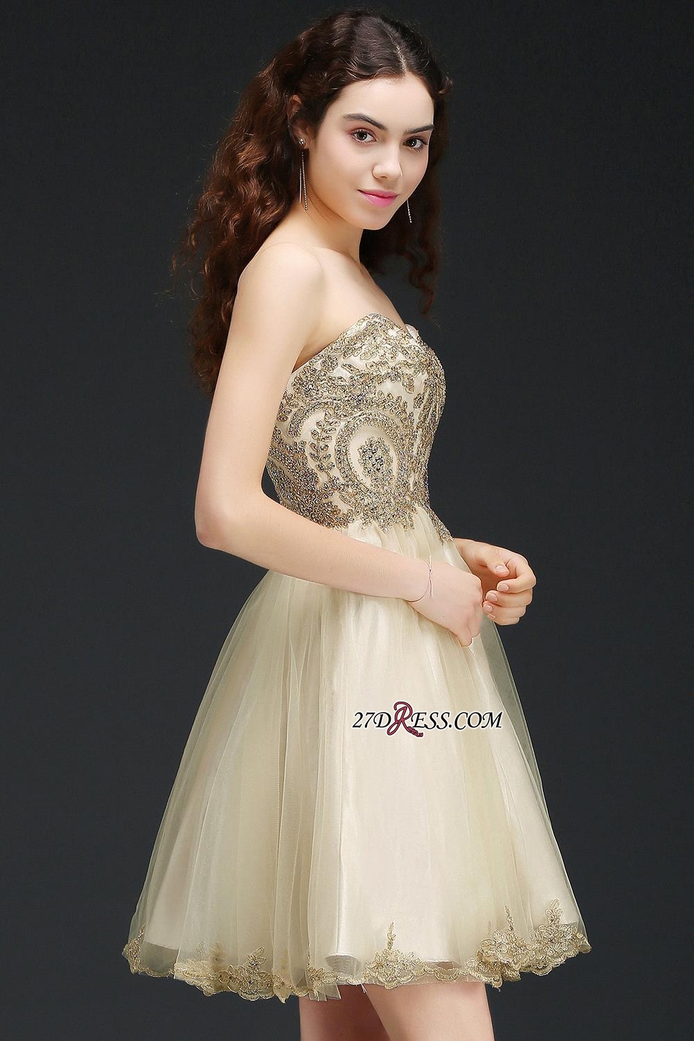 Lovely Sweetheart Short Appliques Lace-Up Homecoming Dress UK