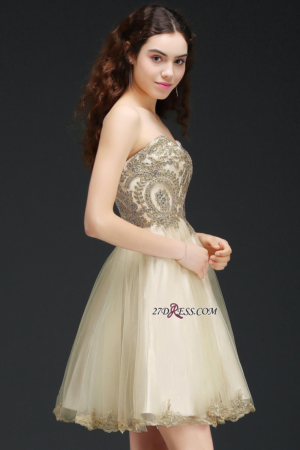 Lovely Sweetheart Short Appliques Lace-Up Homecoming Dress UK