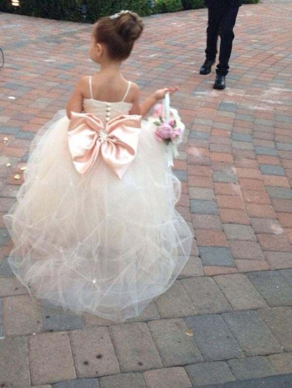 Lovely Spaghetti Strap Tulle Princess Flower Girl Dress Bowknot-27Dress.co.uk