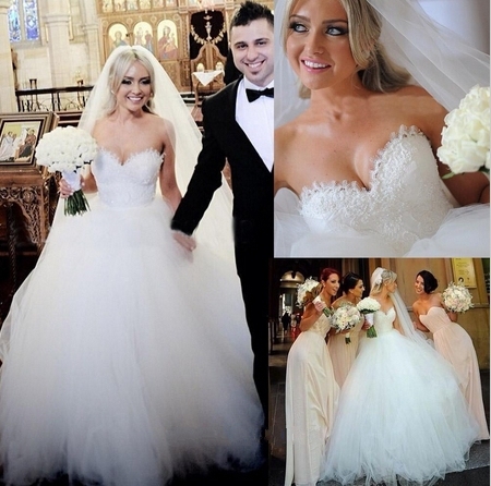 White Tulle Lace Beadss Wedding Dress Sweetheart Sleeveless BA1408