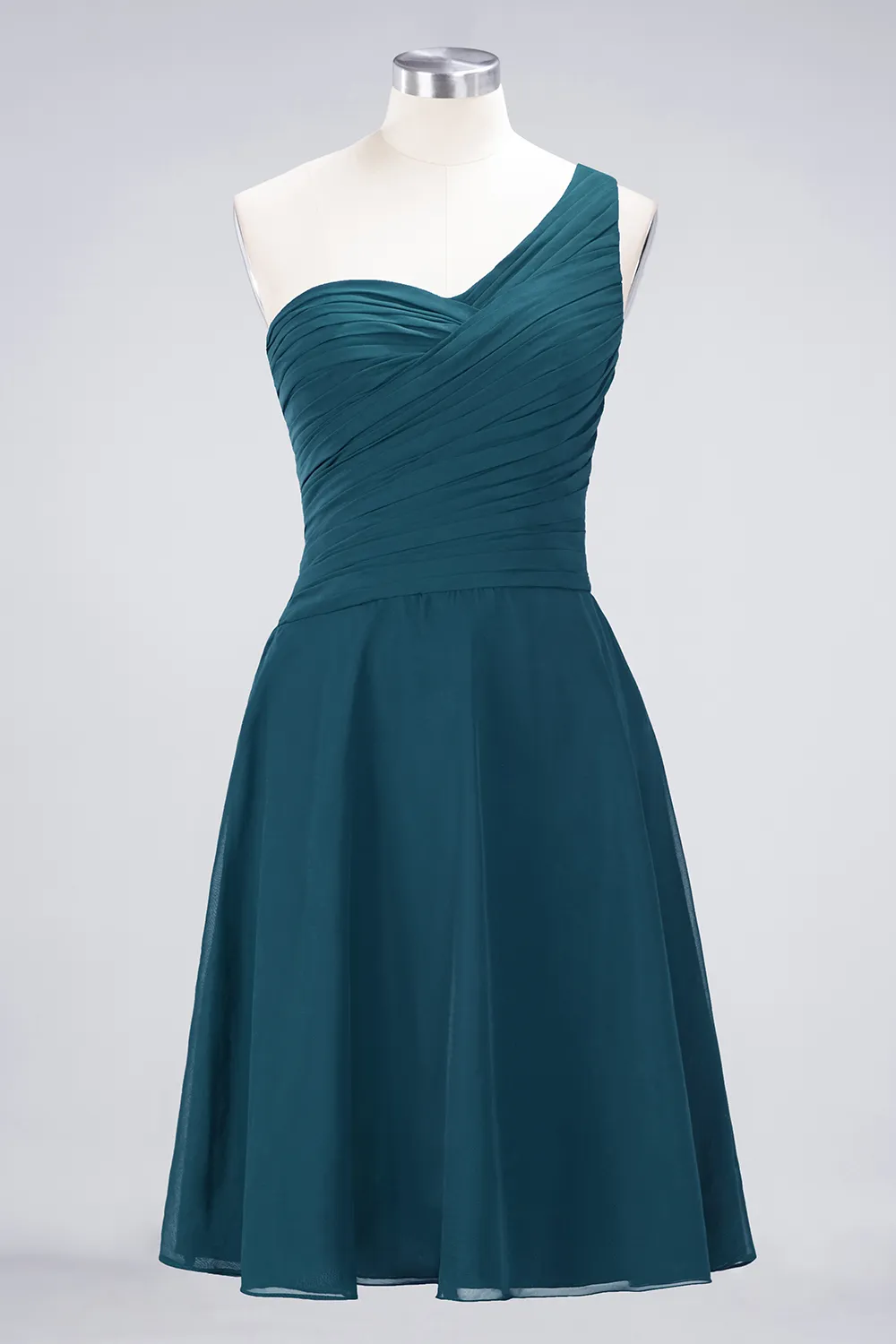 Sexy A-line Flowy One-Shoulder Sweetheart Sleeveless Short length Bridesmaid Dress UK UK with Ruffles