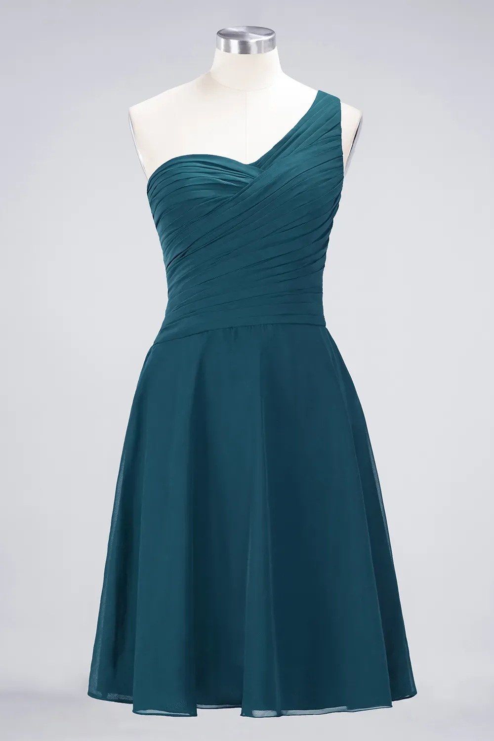 Sexy A-line Flowy One-Shoulder Sweetheart Sleeveless Short length Bridesmaid Dress UK UK with Ruffles