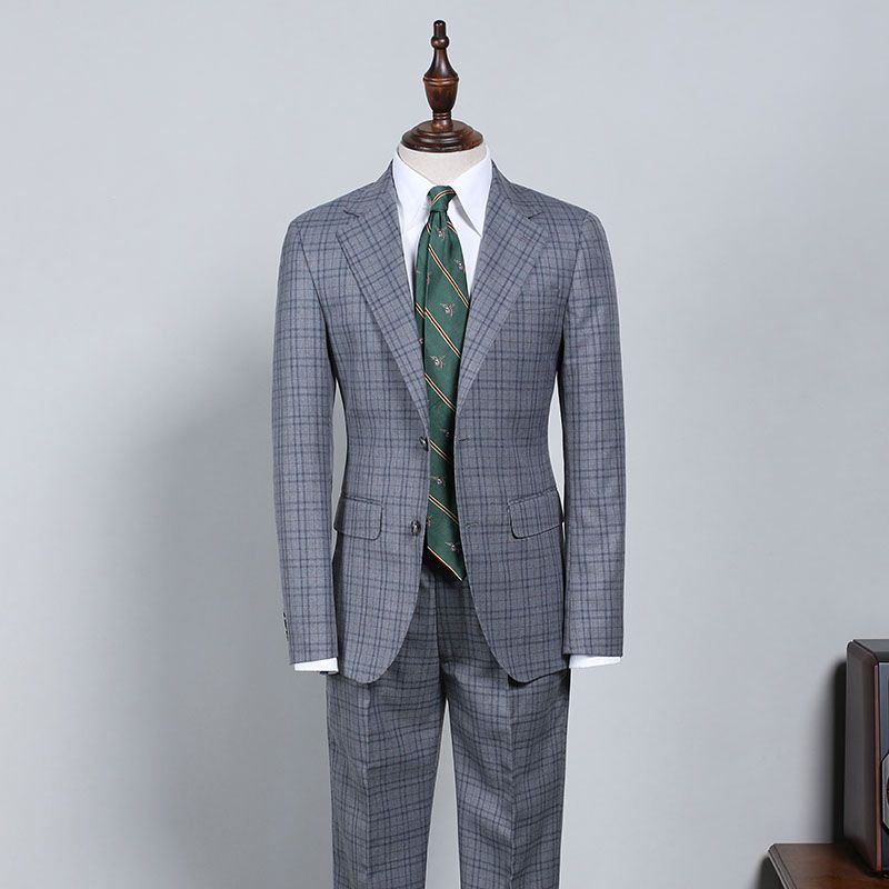 Otis Dark Gray Plaid Notched Lapel Slim Fit Formal Menswear
