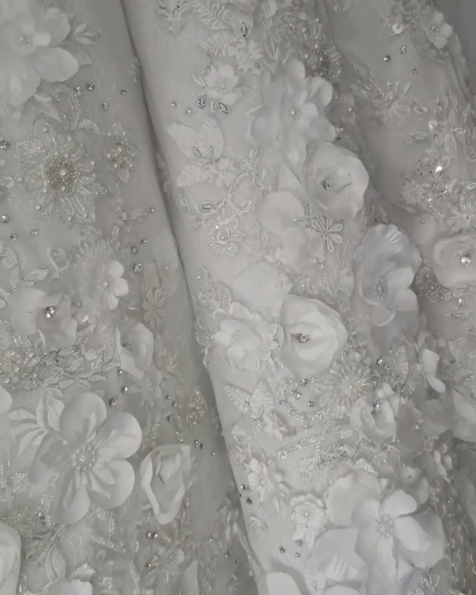 Gorgeous Ball Gown Wedding Dresses UK Off-the-Shoulder Floral Beads Bridal Gowns