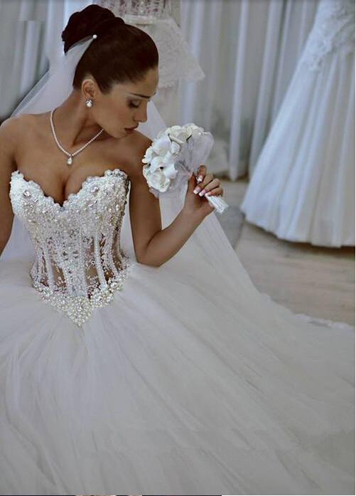 Elegant Sweetheart Sleeveless Tulle Wedding Dress With Appliques Beadss-27Dress.co.uk