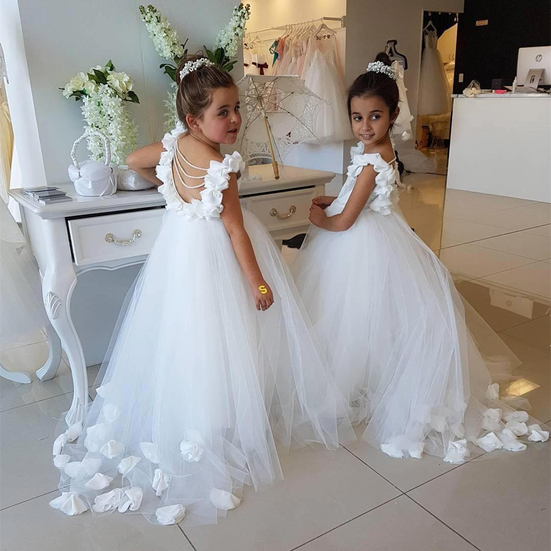 Lovely White Flower Girl Dress | 2019 Tulle Long Girls Pageant Dress