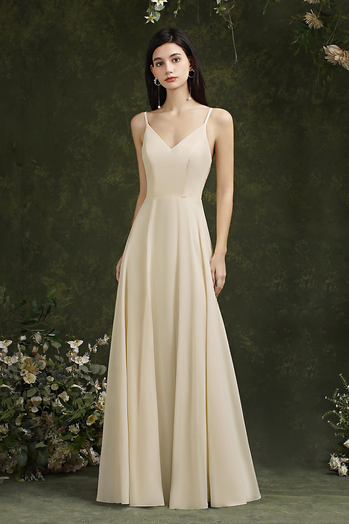 Sleeveless Aline Simple Chiffon Formal Dress Floor Length Bridesmaid Dress