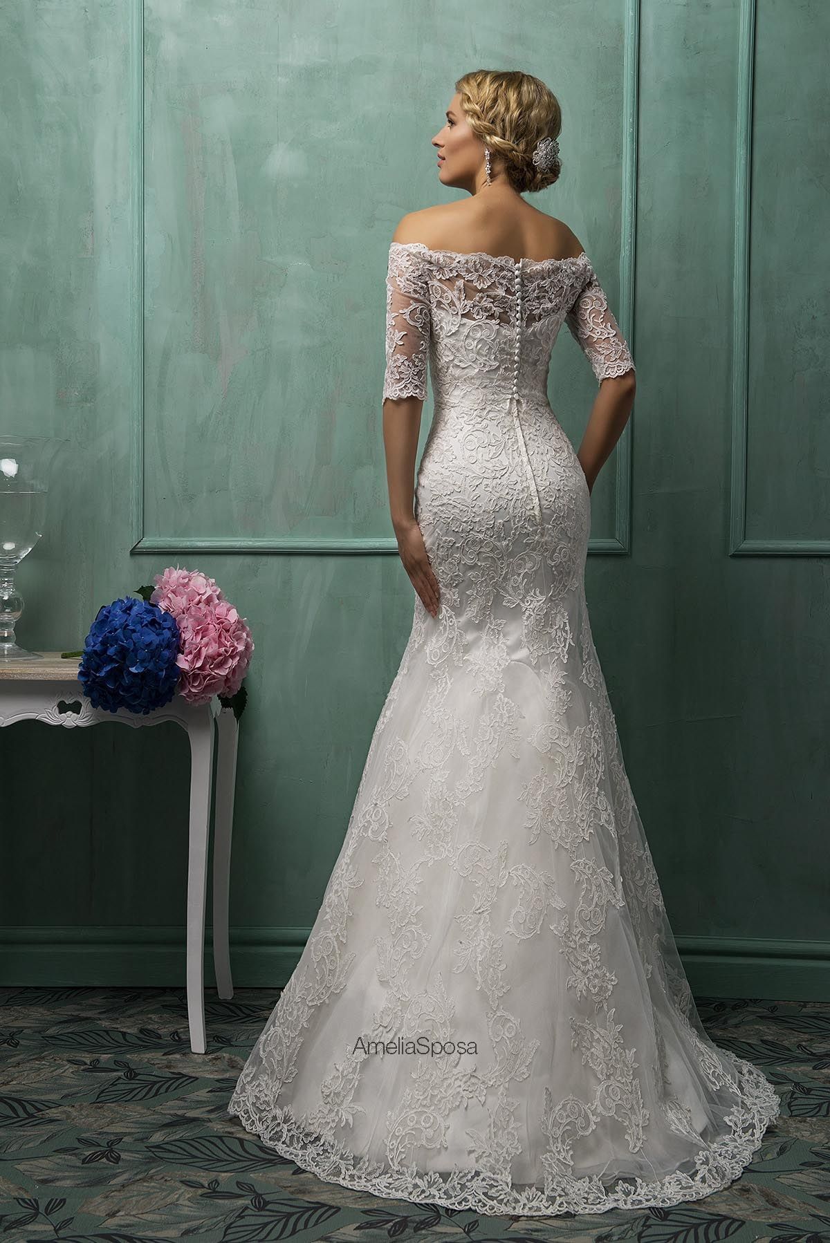 Elegant Strapless Sleeveless Lace Sexy Mermaid Wedding Dress Detachable Half-sleeve
