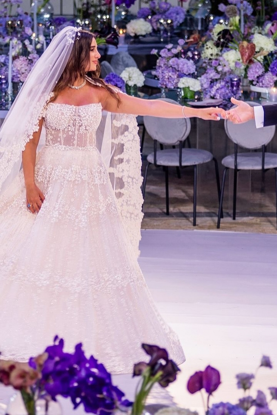 White Strapless Appliques Lace Long A-Line Wedding Dresses