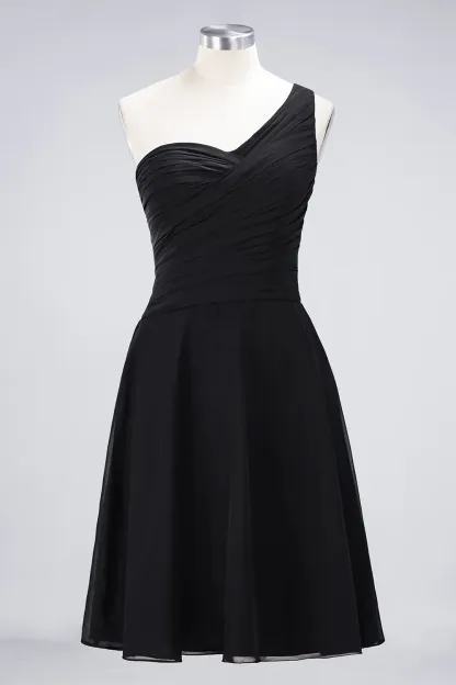 Sexy A-line Flowy One-Shoulder Sweetheart Sleeveless Short length Bridesmaid Dress UK UK with Ruffles
