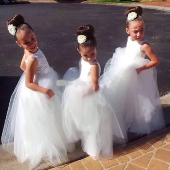 Lovely Tulle Princess Jewel Flower Girl Dress Floor-length