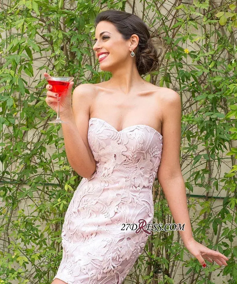 Mini Lace Sleeveless Bow Sweetheart Elegant Homecoming Dress UK